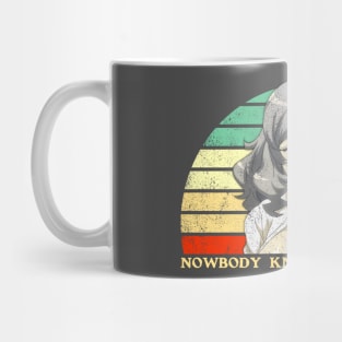 Nobody Knows I'm A Lesbian - Lesbian Anime Pun - Retro Sunset Mug